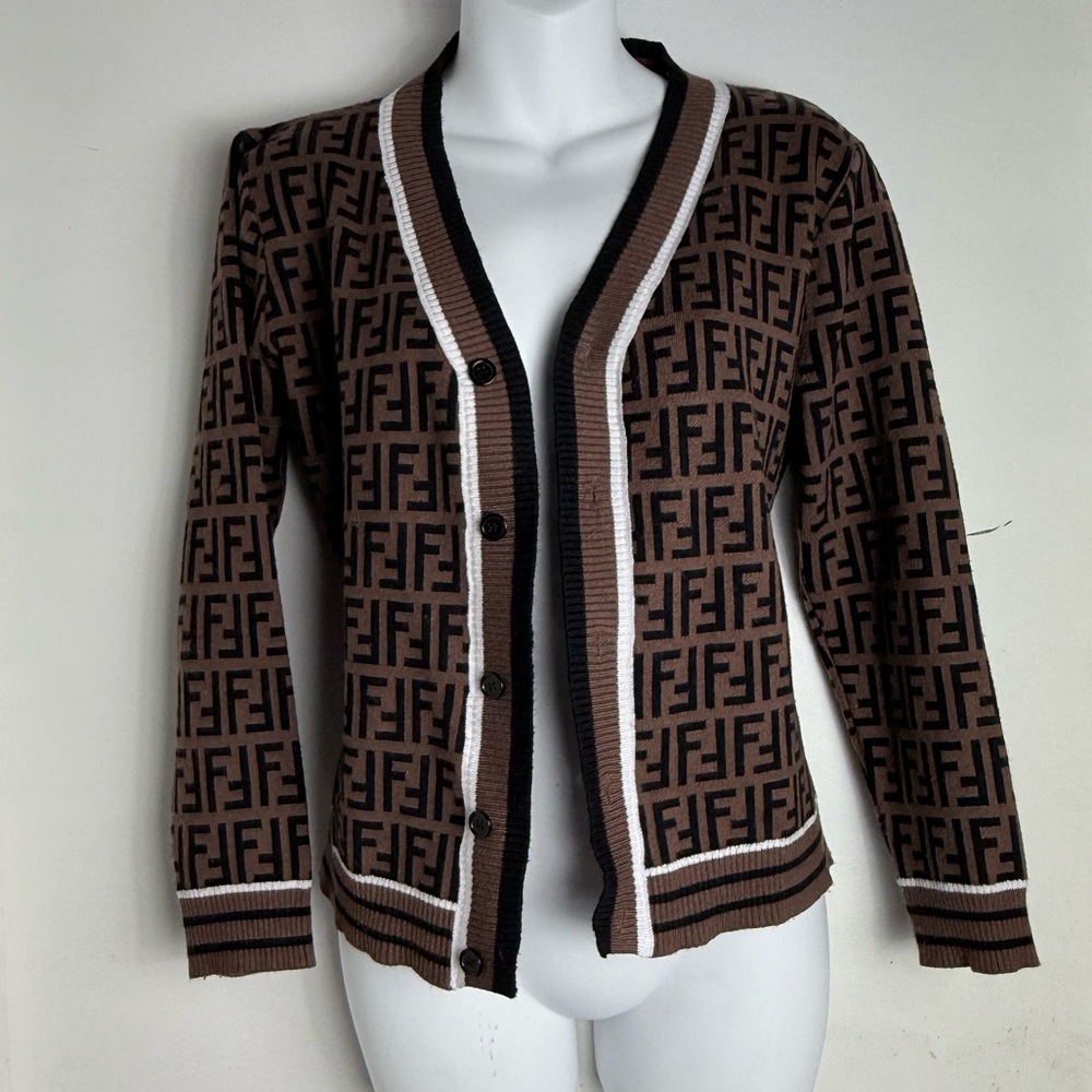 Fendi Brown and Black Cardigan
